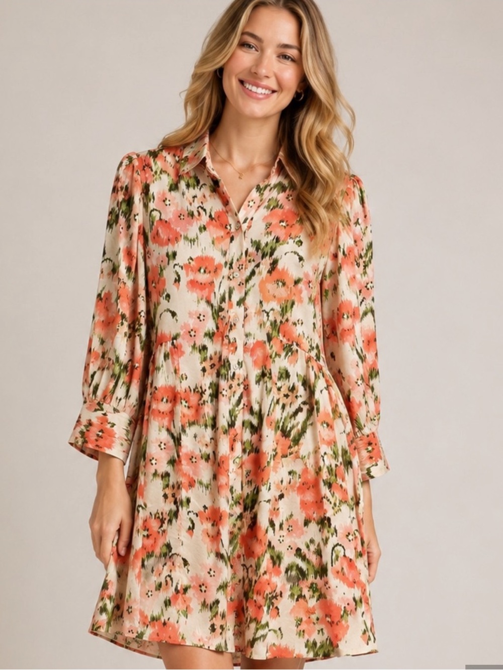 Tuckernuck Lindsay Dress Blush Ikat Blooms Pink Floral Cotton Mini Size Large